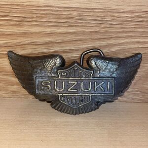 Vintage 1970’s Suzuki Motorcycles Belt Buckle Shield Wings